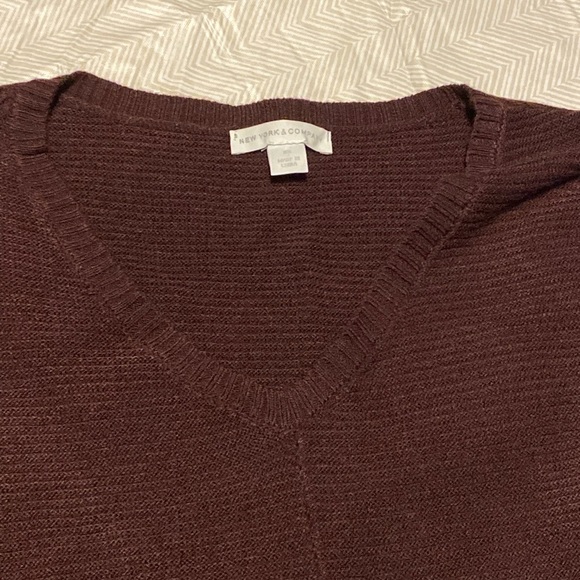 3/$15 Womens Oversized Sweater Maroon Size XS New York & Company Pockets Stretch - Picture 6 of 9